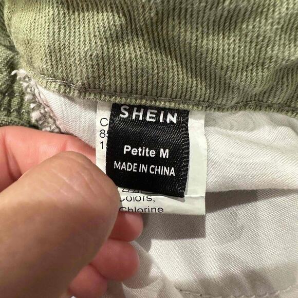 SHEIN Womens Green Cotton Polyester Five Pocket Belt Loop Button‎ Pants Petite M - Picture 4 of 5